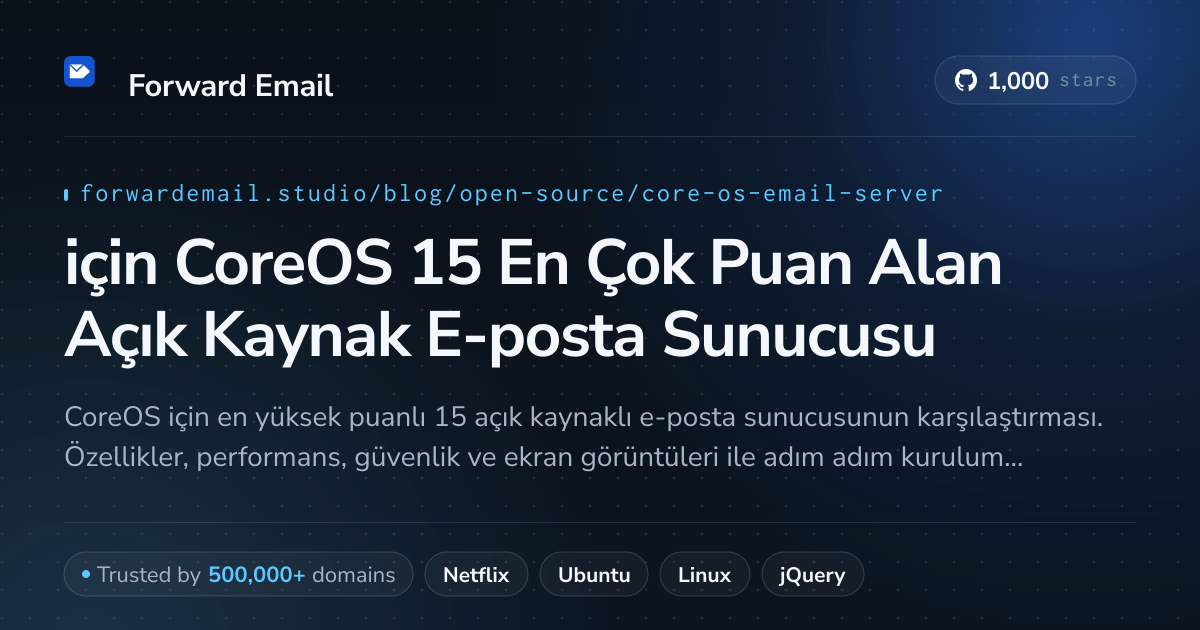 2026 için CoreOS 15 En Çok Puan Alan Açık Kaynak E-posta Sunucusu