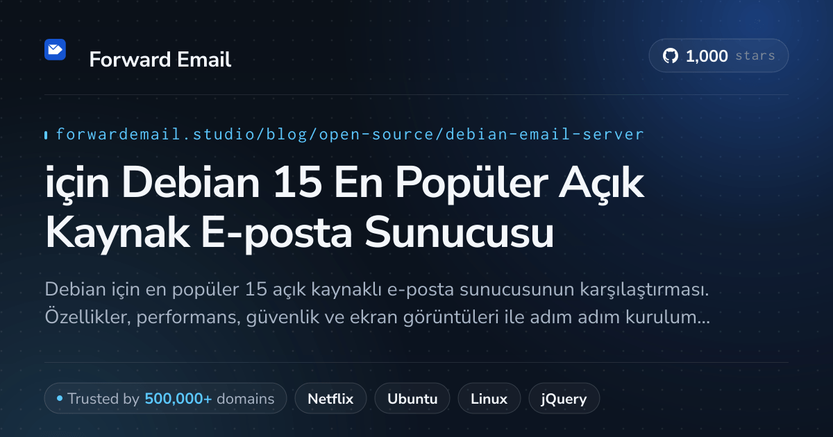 2026 için Debian 15 En Popüler Açık Kaynak E-posta Sunucusu