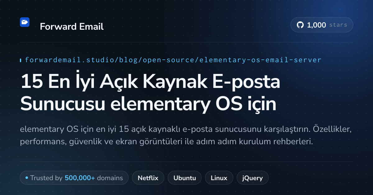 15 En İyi Açık Kaynak E-posta Sunucusu elementary OS 2026 için