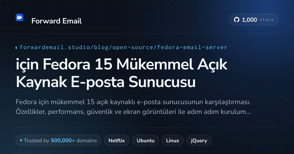 2026 için Fedora 15 Mükemmel Açık Kaynak E-posta Sunucusu