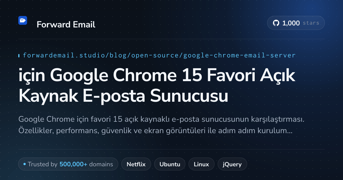 2026 için Google Chrome 15 Favori Açık Kaynak E-posta Sunucusu