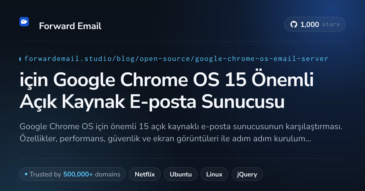 2026 için Google Chrome OS 15 Önemli Açık Kaynak E-posta Sunucusu