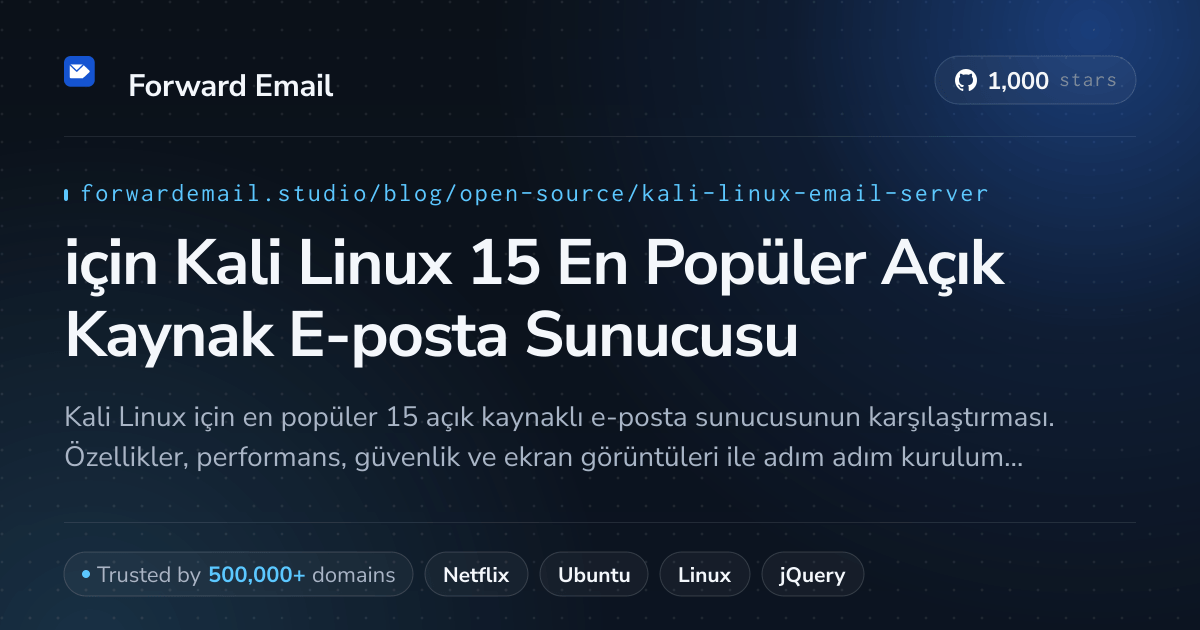 2026 için Kali Linux 15 En Popüler Açık Kaynak E-posta Sunucusu