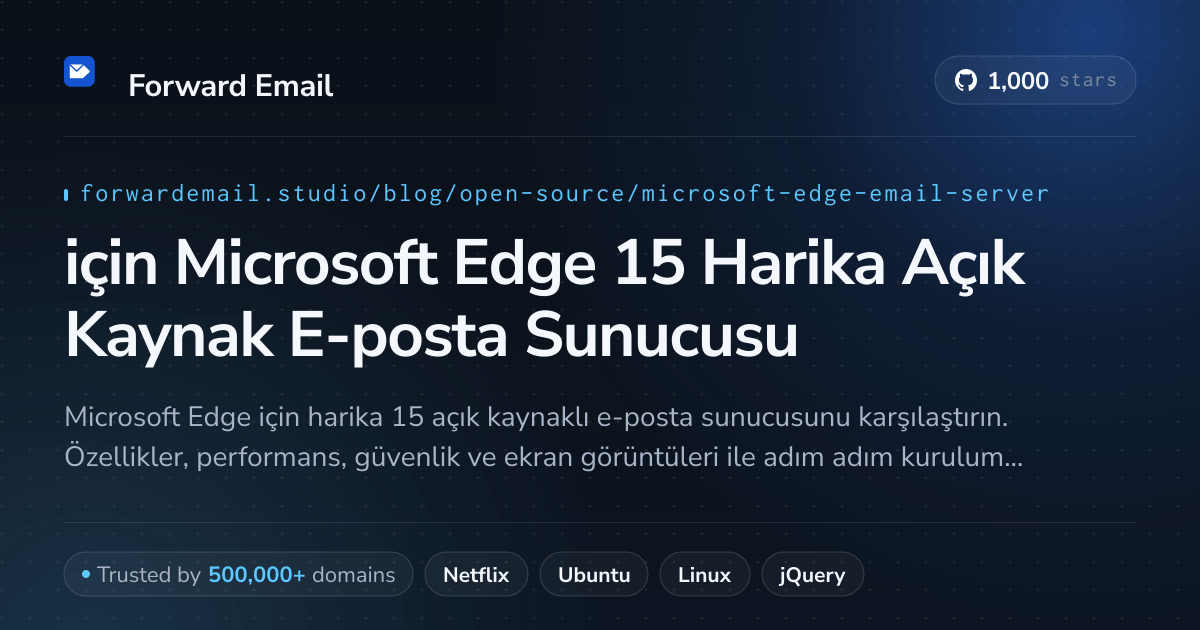 2026 için Microsoft Edge 15 Harika Açık Kaynak E-posta Sunucusu