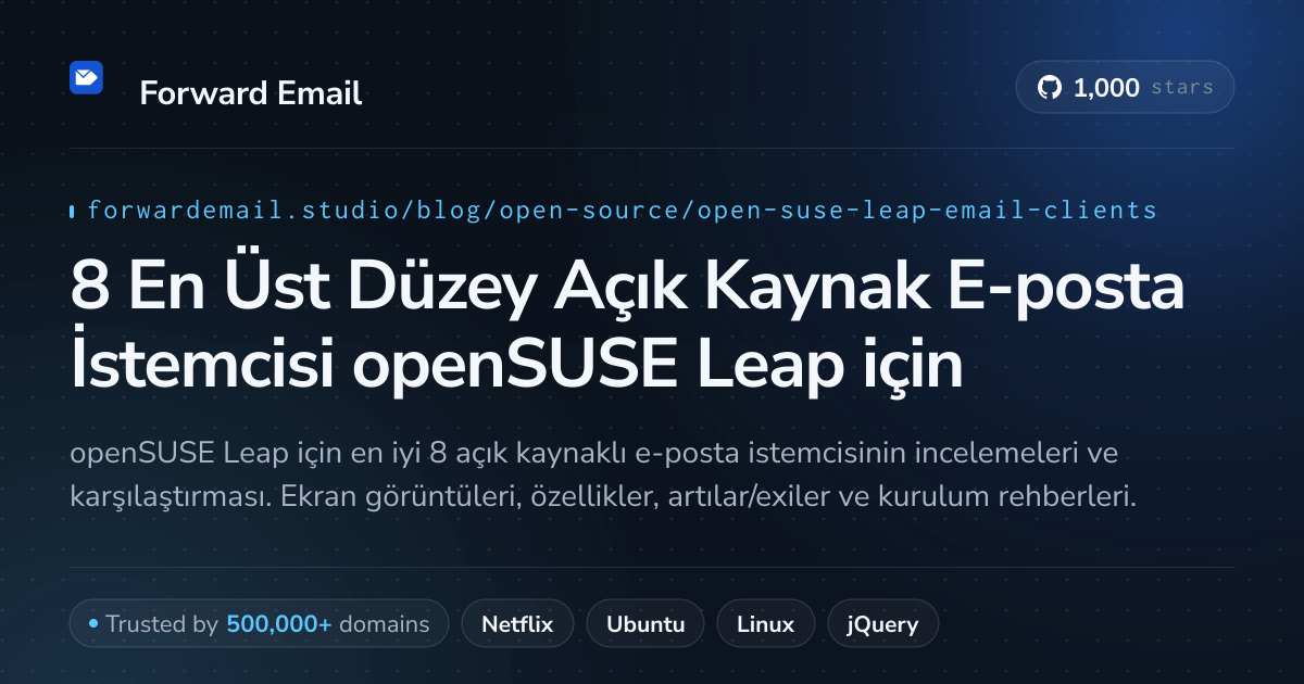 8 En Üst Düzey Açık Kaynak E-posta İstemcisi openSUSE Leap 2026 için