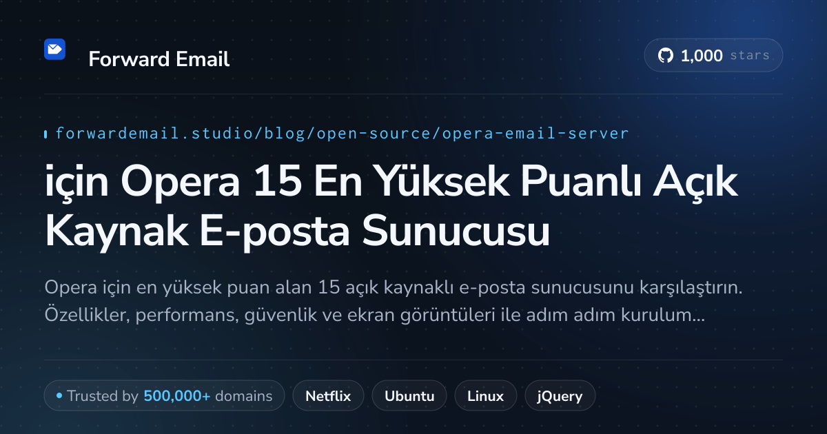2026 için Opera 15 En Yüksek Puanlı Açık Kaynak E-posta Sunucusu