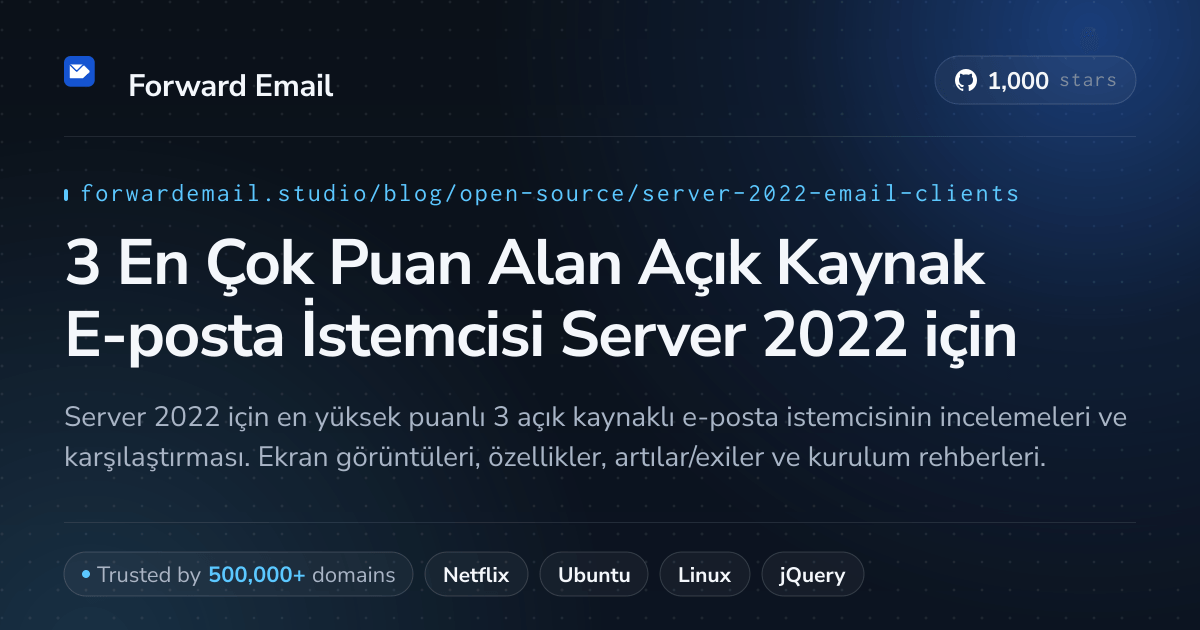 3 En Çok Puan Alan Açık Kaynak E-posta İstemcisi Server 2022 2026 için