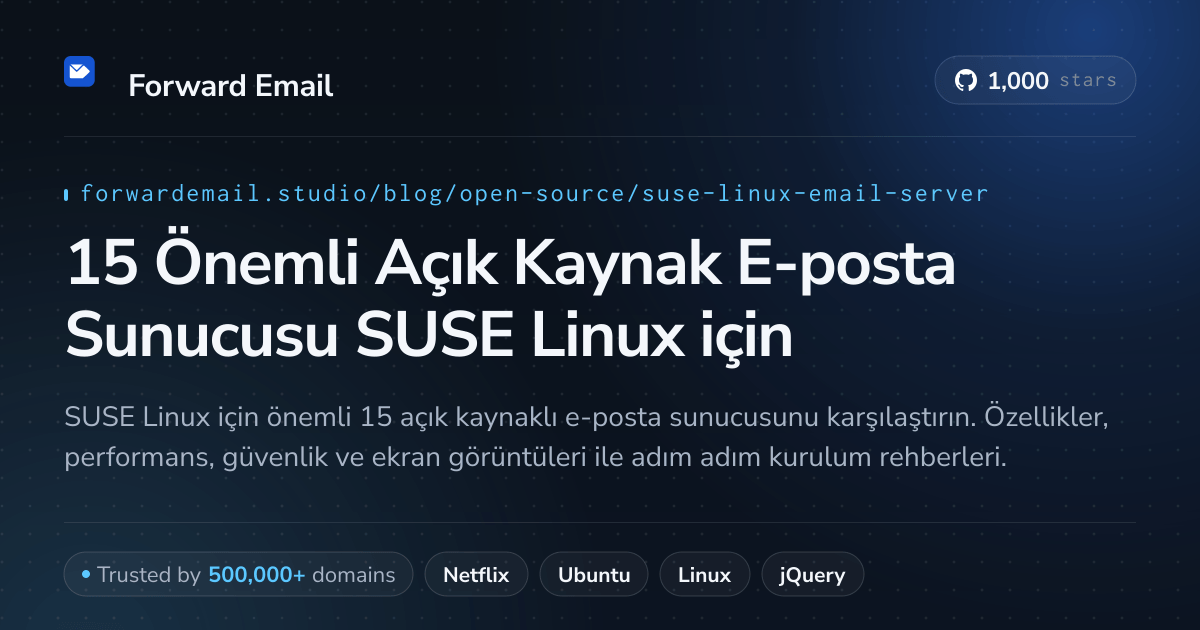 15 Önemli Açık Kaynak E-posta Sunucusu SUSE Linux 2026 için