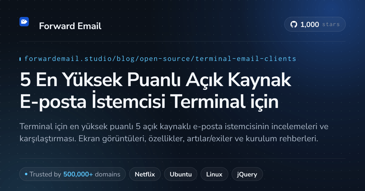 5 En Yüksek Puanlı Açık Kaynak E-posta İstemcisi Terminal 2026 için