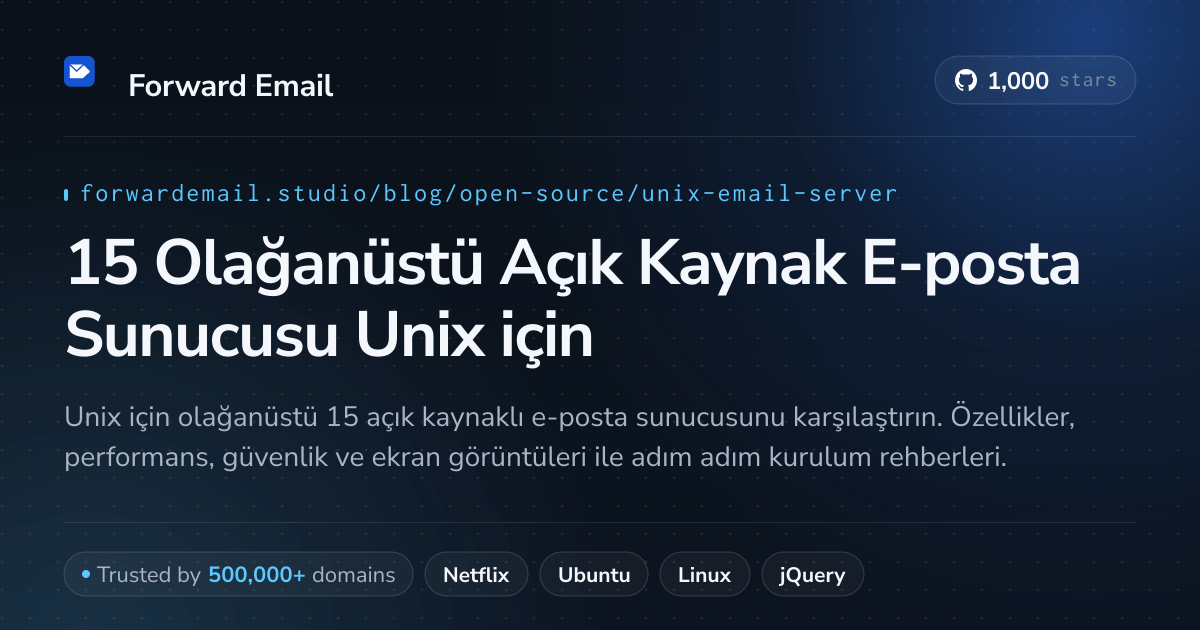 15 Olağanüstü Açık Kaynak E-posta Sunucusu Unix 2026 için