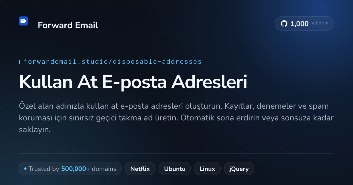 Kullan At E-posta Adresleri - Özel Alan Adları için Geçici Takma Adlar