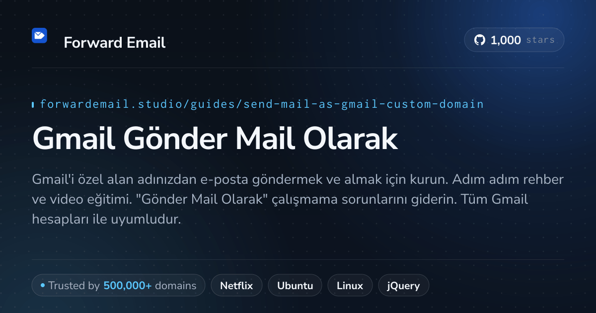 Send Mail As with Gmail ile E-posta Kurulumu
