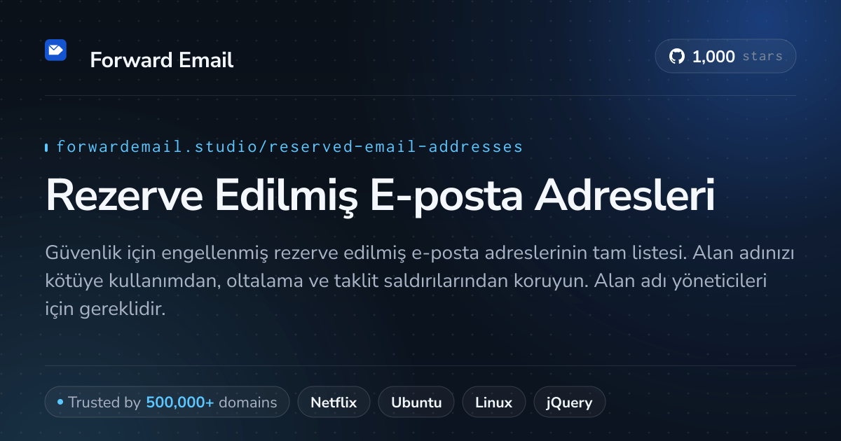 Rezerve Edilmiş E-posta Adresleri - Güvenlik için 1250+ Engellenmiş Adres