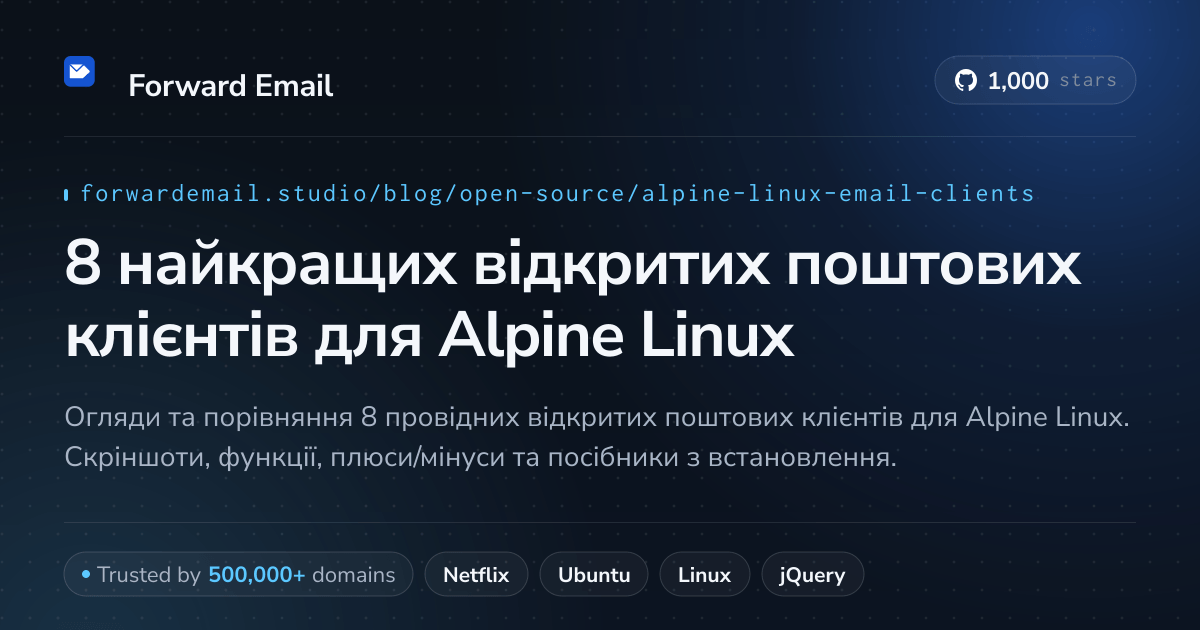 8 найкращих відкритих поштових клієнтів для Alpine Linux 2026