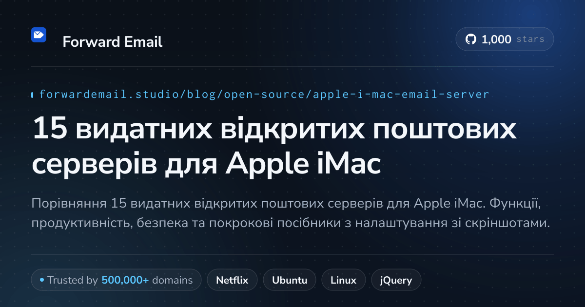 15 видатних відкритих поштових серверів для Apple iMac 2026