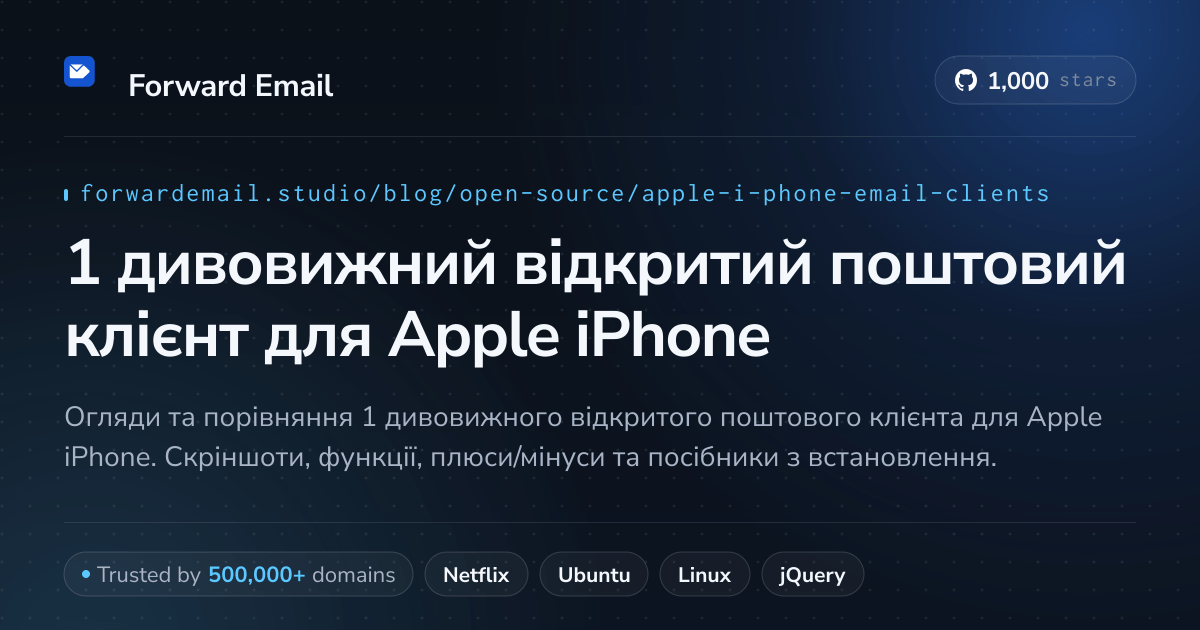 1 дивовижний відкритий поштовий клієнт для Apple iPhone 2026