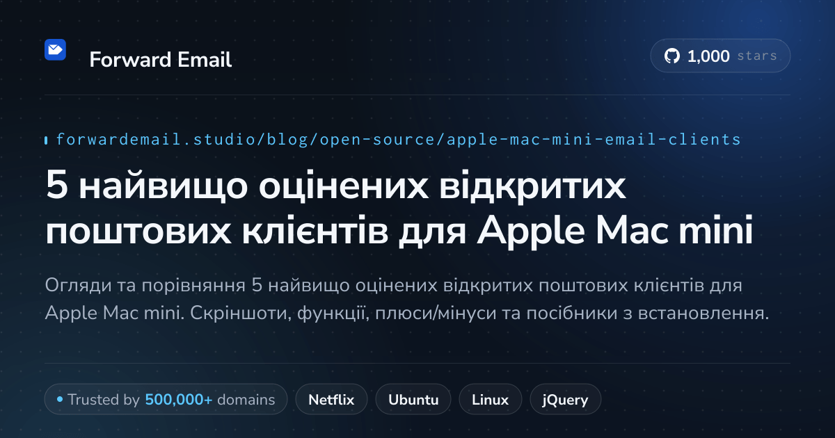 5 найвищо оцінених відкритих поштових клієнтів для Apple Mac mini 2026