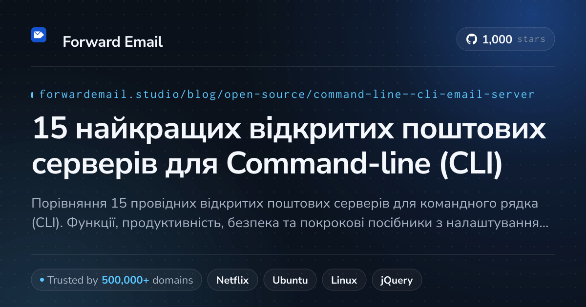 15 найкращих відкритих поштових серверів для Command-line (CLI) 2026