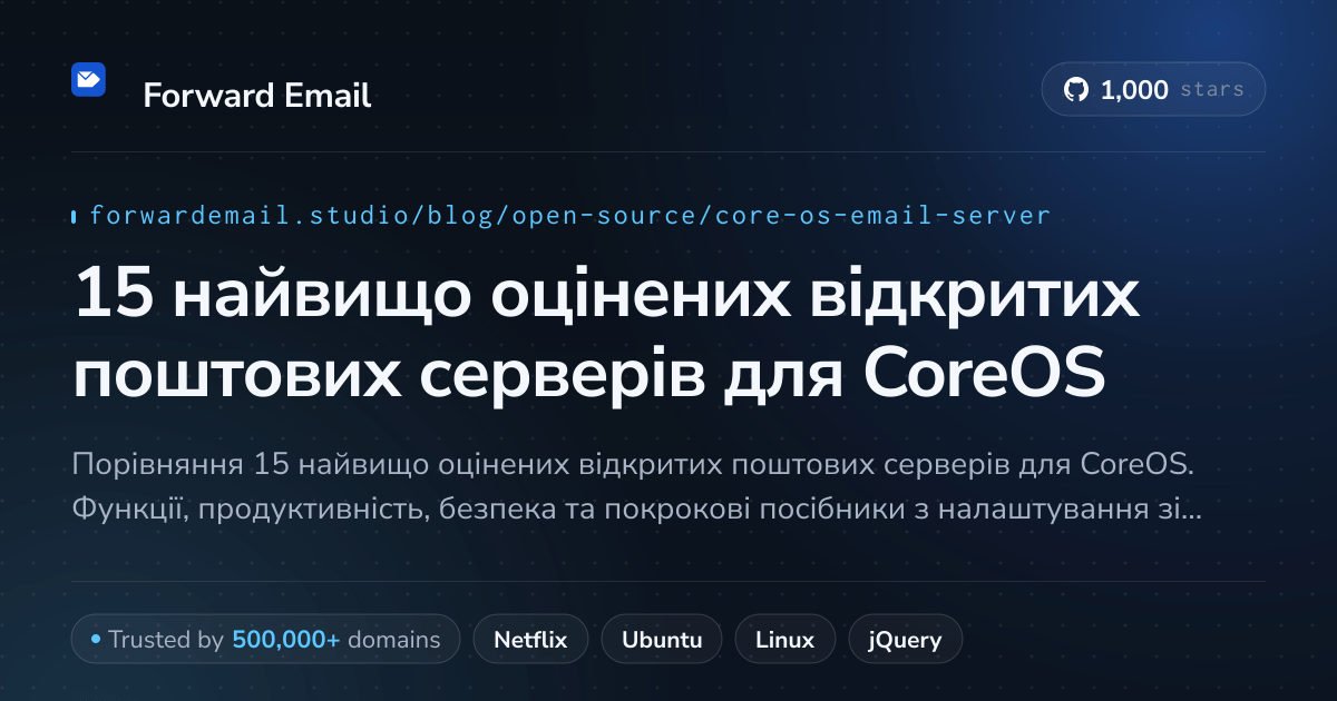15 найвищо оцінених відкритих поштових серверів для CoreOS 2026