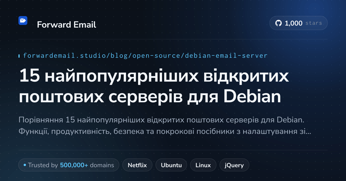 15 найпопулярніших відкритих поштових серверів для Debian 2026