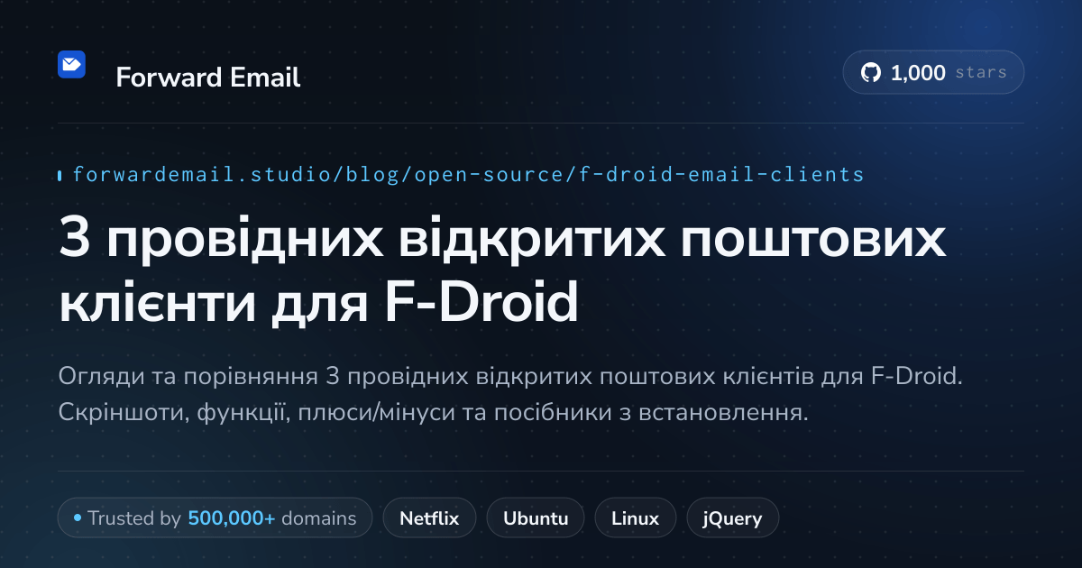 3 провідних відкритих поштових клієнти для F-Droid 2026