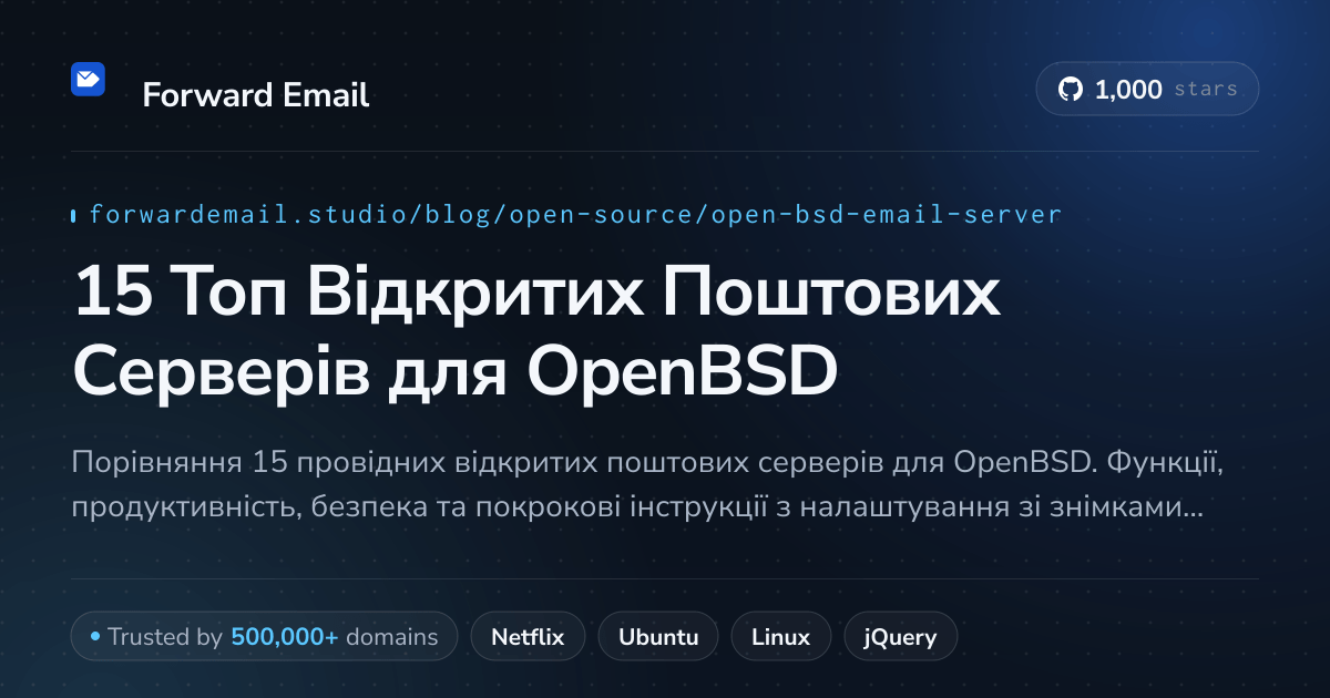 15 Топ Відкритих Поштових Серверів для OpenBSD 2026