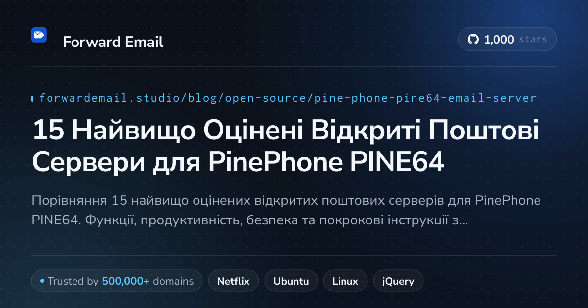 15 Найвищо Оцінені Відкриті Поштові Сервери для PinePhone PINE64 2026