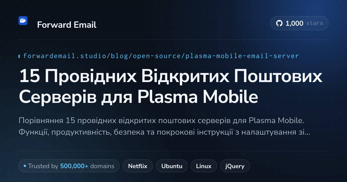 15 Провідних Відкритих Поштових Серверів для Plasma Mobile 2026