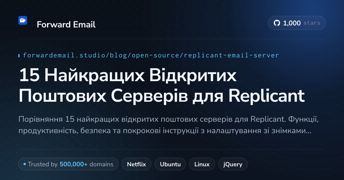 15 Найкращих Відкритих Поштових Серверів для Replicant 2026