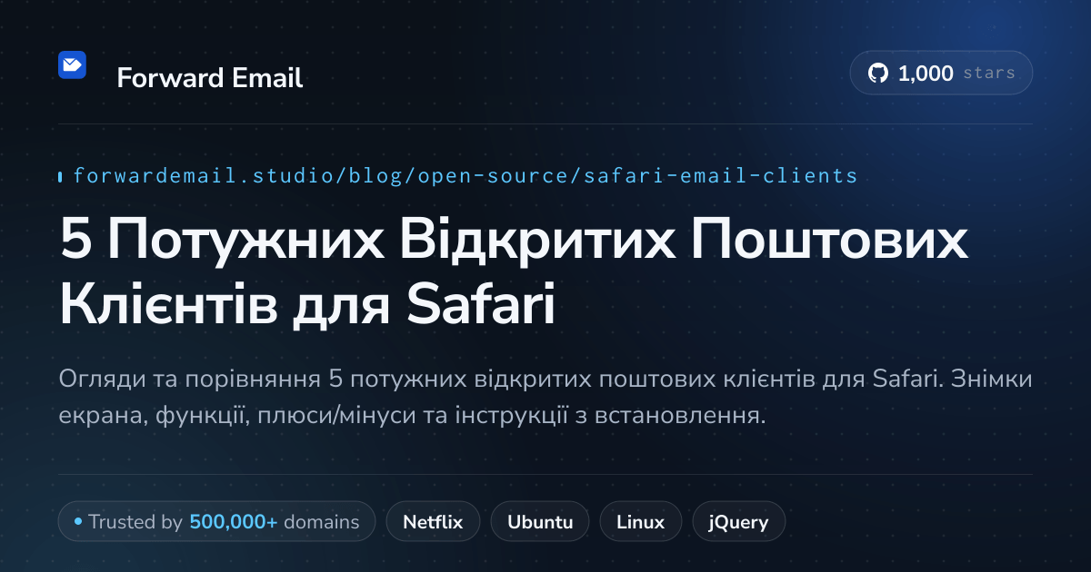 5 Потужних Відкритих Поштових Клієнтів для Safari 2026
