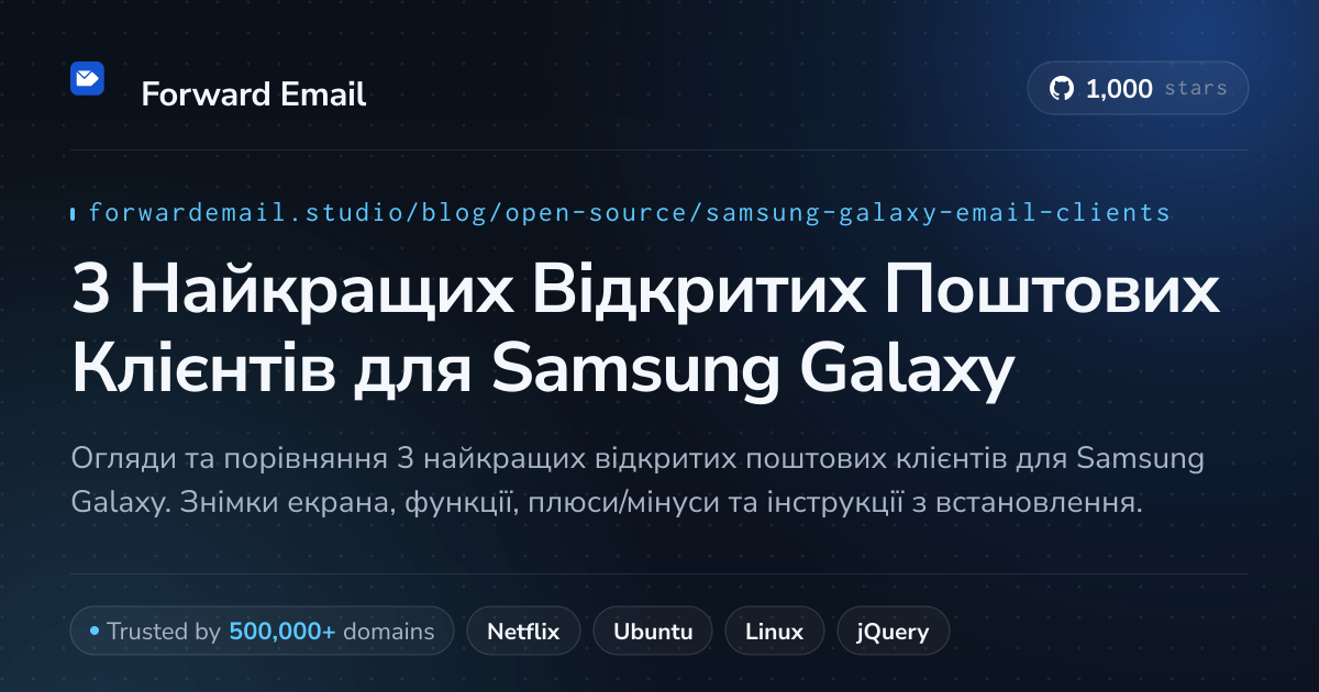 3 Найкращих Відкритих Поштових Клієнтів для Samsung Galaxy 2026