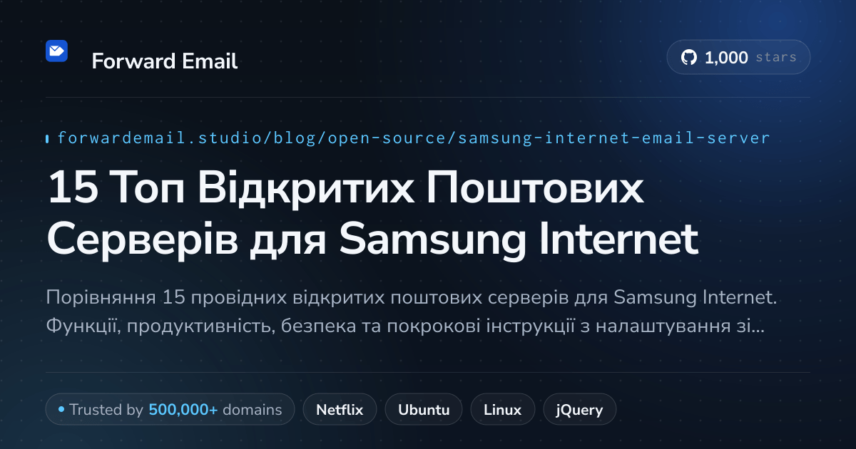 15 Топ Відкритих Поштових Серверів для Samsung Internet 2026