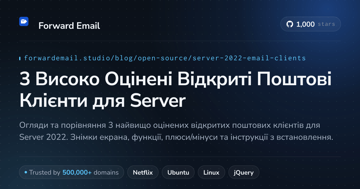 3 Високо Оцінені Відкриті Поштові Клієнти для Server 2022 2026