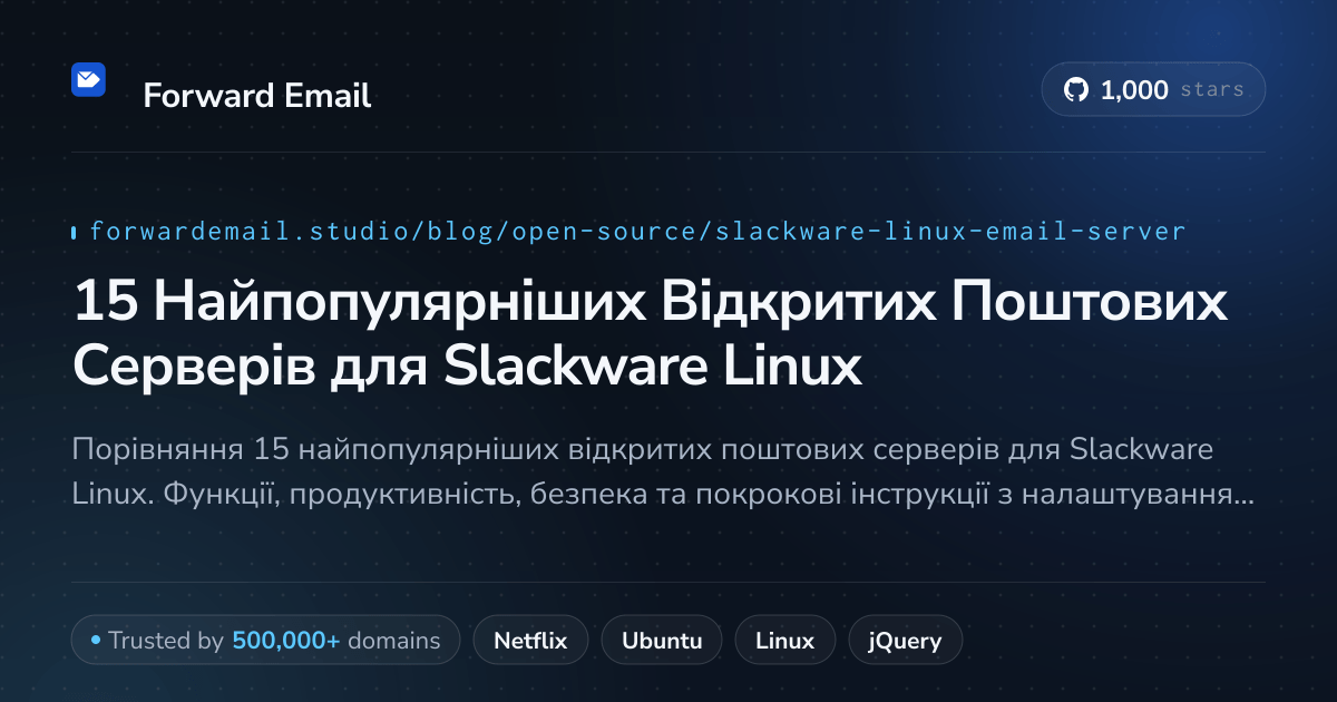 15 Найпопулярніших Відкритих Поштових Серверів для Slackware Linux 2026