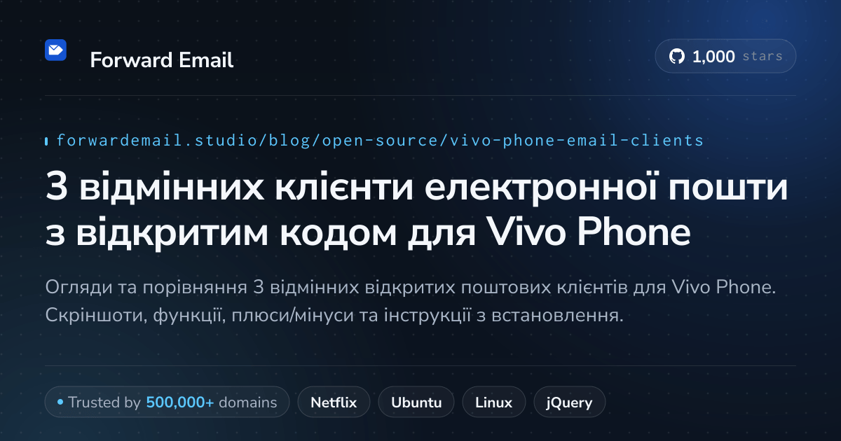 3 відмінних клієнти електронної пошти з відкритим кодом для Vivo Phone 2026