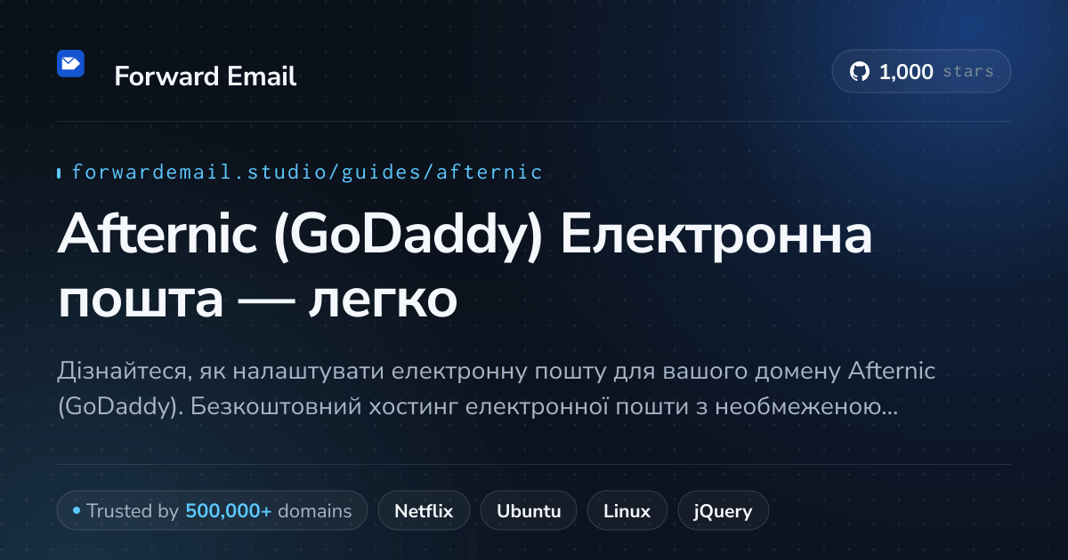 Як налаштувати електронну пошту за допомогою Afternic (GoDaddy)