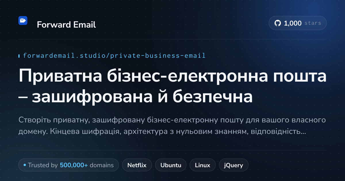 Приватна бізнес‑електронна пошта – зашифрована й безпечна