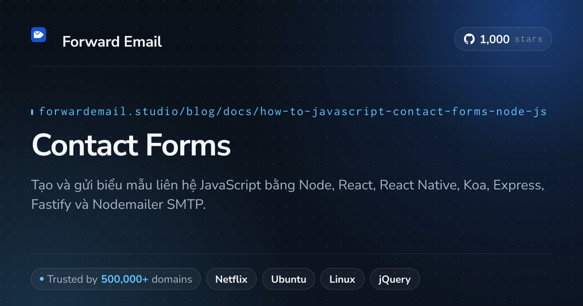 Biểu mẫu liên hệ JavaScript Node.js