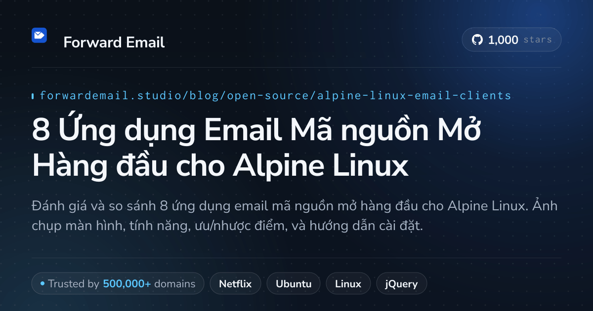 8 Ứng dụng Email Mã nguồn Mở Hàng đầu cho Alpine Linux 2026