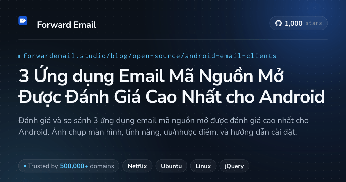 3 Ứng dụng Email Mã Nguồn Mở Được Đánh Giá Cao Nhất cho Android 2026