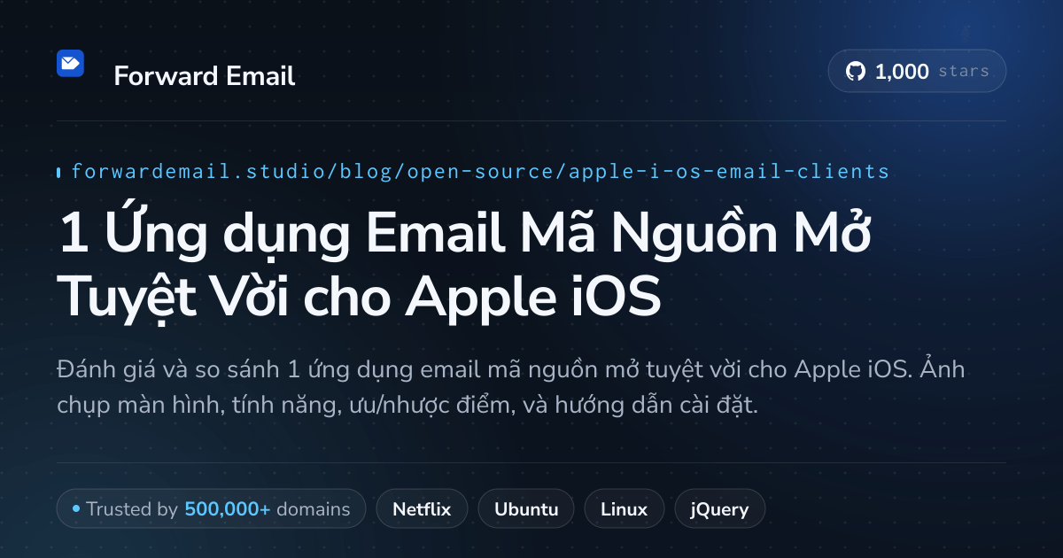 1 Ứng dụng Email Mã Nguồn Mở Tuyệt Vời cho Apple iOS 2026