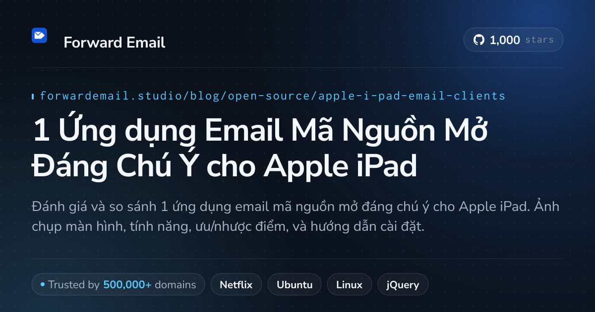 1 Ứng dụng Email Mã Nguồn Mở Đáng Chú Ý cho Apple iPad 2026