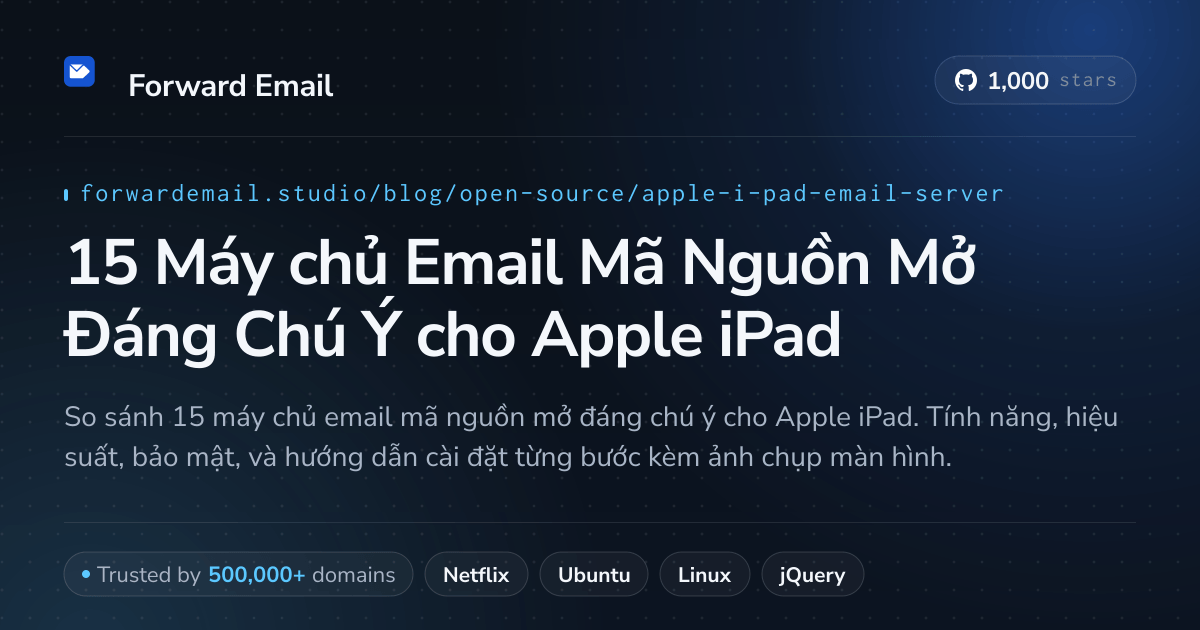 15 Máy chủ Email Mã Nguồn Mở Đáng Chú Ý cho Apple iPad 2026