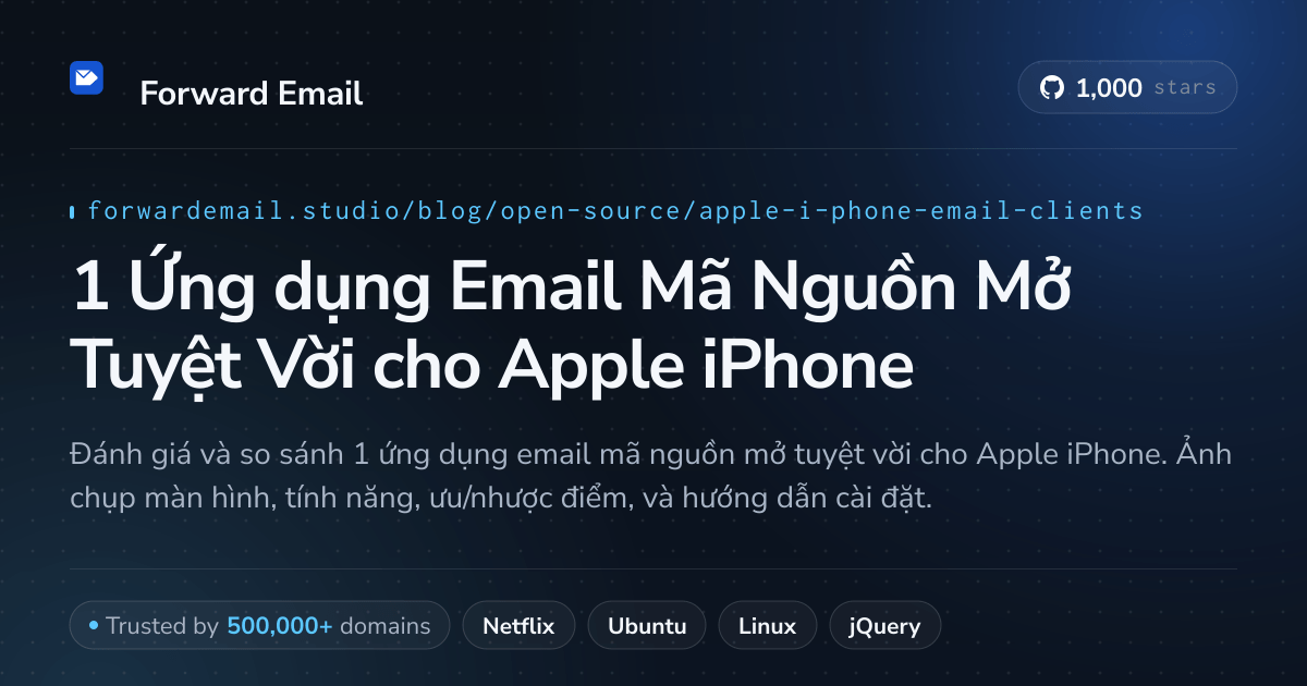 1 Ứng dụng Email Mã Nguồn Mở Tuyệt Vời cho Apple iPhone 2026
