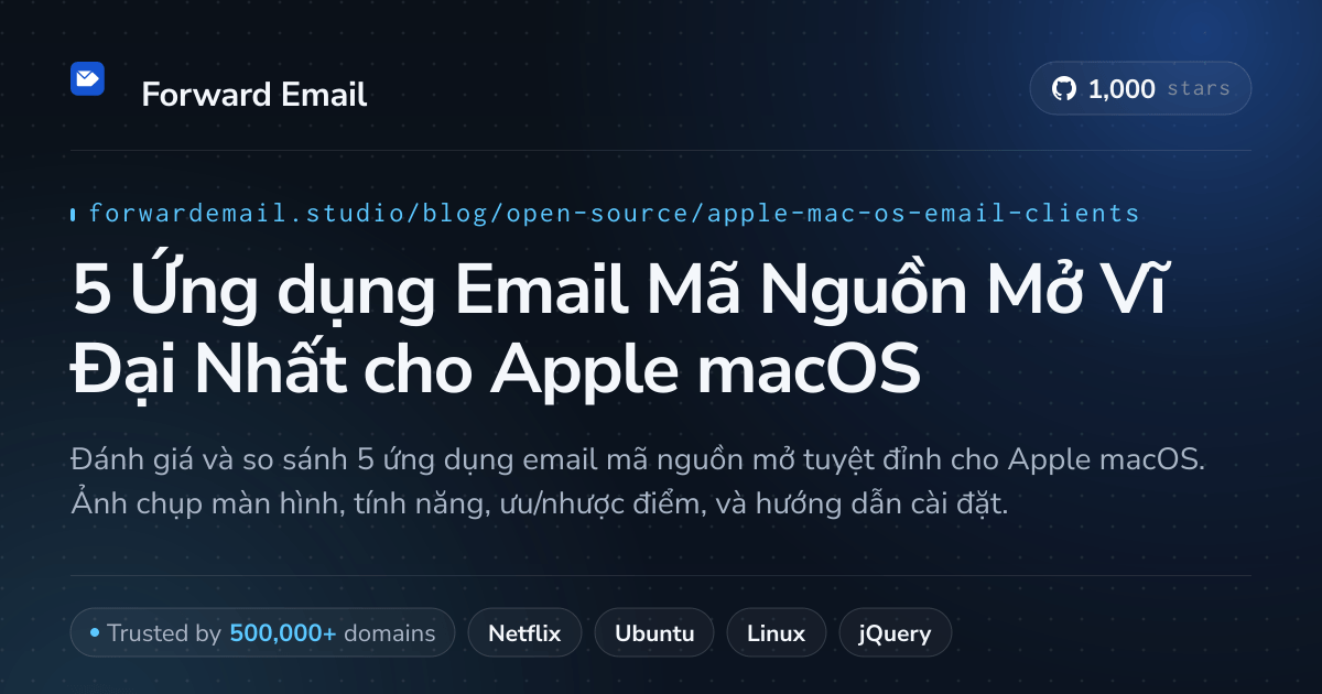 5 Ứng dụng Email Mã Nguồn Mở Vĩ Đại Nhất cho Apple macOS 2026