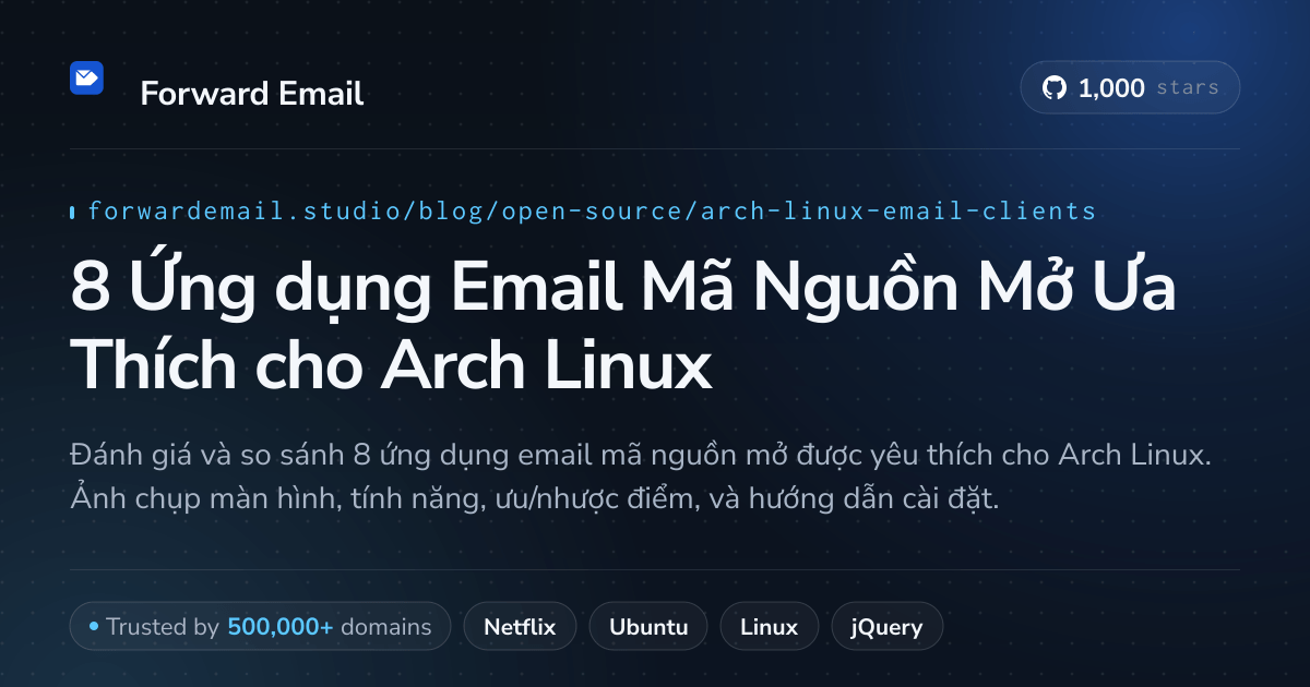 8 Ứng dụng Email Mã Nguồn Mở Ưa Thích cho Arch Linux 2026