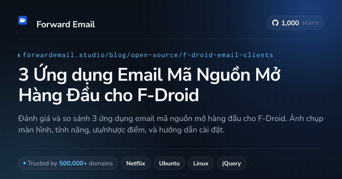 3 Ứng dụng Email Mã Nguồn Mở Hàng Đầu cho F-Droid 2026