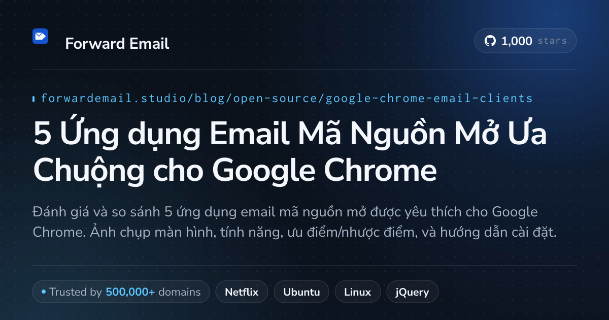 5 Ứng dụng Email Mã Nguồn Mở Ưa Chuộng cho Google Chrome 2026