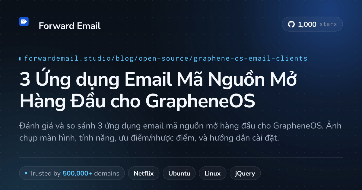 3 Ứng dụng Email Mã Nguồn Mở Hàng Đầu cho GrapheneOS 2026