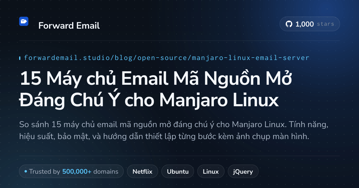15 Máy chủ Email Mã Nguồn Mở Đáng Chú Ý cho Manjaro Linux 2026